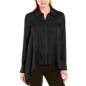 Milly NWT Black Silk Handkerchief Button Down Top Size 2